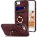 Designed for iPhone 8 Case/iPhone 7 Case/iPhone SE 3rd Generation Case/iPhone SE 2020 Case/ Card Holder Kick-stand Ring Holder Stand Shockproof Leather Protective Wallet Cover (4.7-inch) (Red)