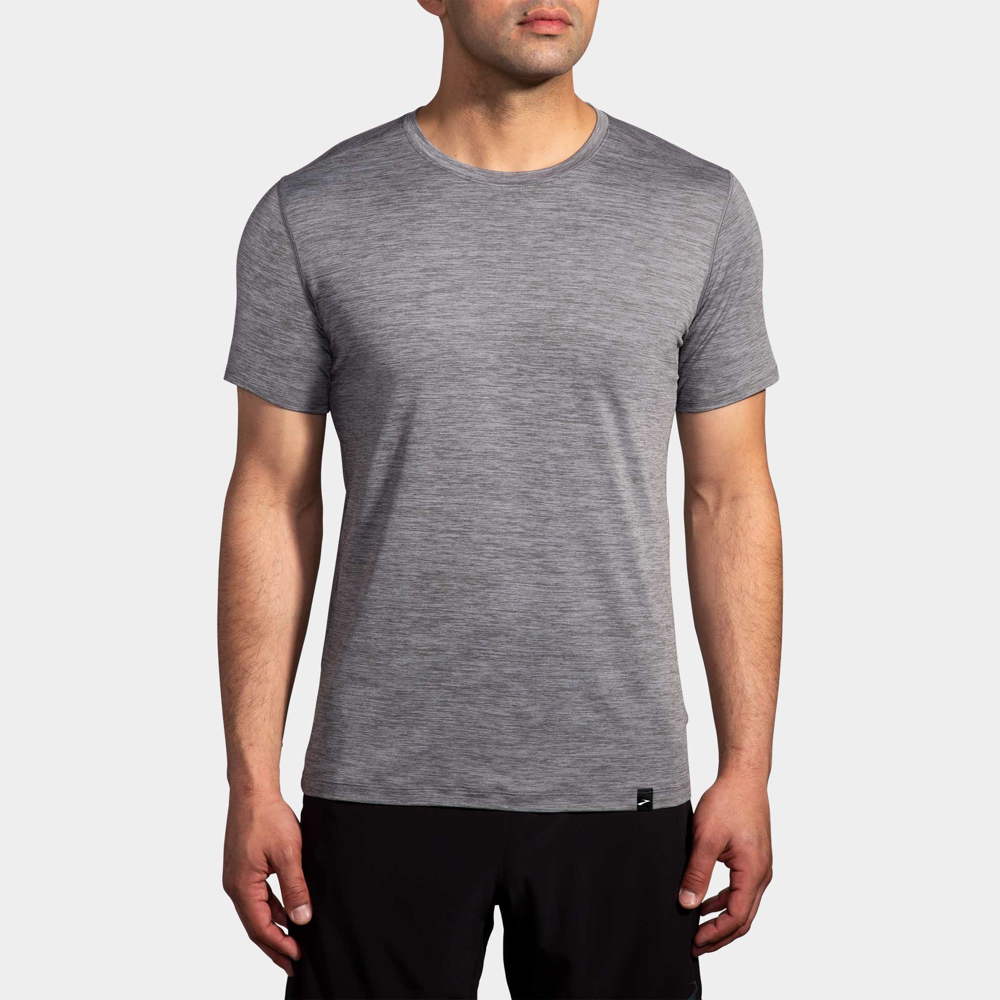 Brooks Luxe Short Sleeve Men's Running Apparel Heather Charcoal
