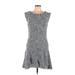 Rebecca Taylor Casual Dress - A-Line: Blue Marled Dresses - Women's Size 10