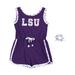 Girls Toddler Colosseum Purple LSU Tigers Scoops Ahoy Floral Romper & Scrunchie Set