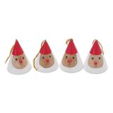 Mr. Santa,'Set of 4 Hand-Painted Wood Santa Ornaments Made in Bali'