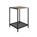 York Brown Side Table Black Iron Legs Mesh Shelf Storage