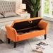 Velvet Bed Bench with Flip top Storage and Solid Wood legs