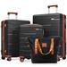 4-Pcs Expandable Luggage Sets, ABS Durable Suitcase with Travel Bag, Carry On Luggage Suitcase Set with 360掳 Spinner Wheels