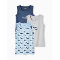 Pack of 3 "Whales" Tank Tops for Boys sky blue