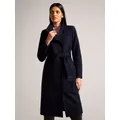 Ted Baker Icombi Funnel Neck Wool Blend Coat, Navy