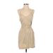 Splendid Casual Dress - Mini V Neck Sleeveless: Tan Print Dresses - Women's Size X-Small