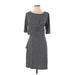 Ann Taylor Casual Dress - Sheath Scoop Neck 3/4 sleeves: Gray Dresses - Women's Size Medium