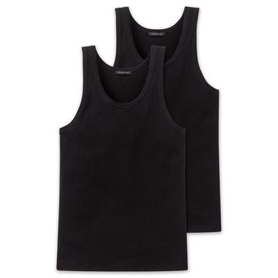 Unterhemd SCHIESSER "Authentic", Herren, Gr. 8 (XXL), N-Gr, schwarz (000, schwarz), Single Jersey, Obermaterial: 95% Baumwolle, 5% Elasthan, unifarben, casual,klassisch,basic, körpernah, tiefer Rundhals, ärmellos, Unterhemden, mit Nadelzug-Muster Image