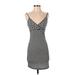 Shein Cocktail Dress - Mini Plunge Sleeveless: Black Houndstooth Dresses - Women's Size Small
