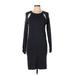 BP. Casual Dress Crew Neck Long sleeves: Black Solid Dresses - Women's Size Large