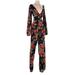 ASOS Jumpsuit V-Neck Long sleeves: Black Print Jumpsuits - Women's Size 2 Tall