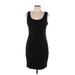 Kensie Casual Dress - Mini Scoop Neck Sleeveless: Black Solid Dresses - Women's Size Large