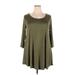 MONNURO Casual Dress - A-Line Scoop Neck 3/4 sleeves: Green Print Dresses - Women's Size 2X Plus