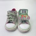 Converse Shoes | Converse Baby Girls Shoes Heart Print Flip Tongue Lace Up Shoes Infant Size 7 | Color: Gray/Purple | Size: 7bb