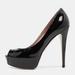 Gucci Shoes | Gucci Black Patent Leather Peep Toe Platform Pumps | Color: Black | Size: 40