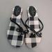 Kate Spade Shoes | Kate Spade New York Black And White Plaid Bow And Charm Sandals Size 8 | Color: Black | Size: 8