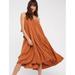 Free People Dresses | Free People Back To You Midi Gauze Dress Rust Orange Oversized Xs | Color: Orange/Red | Size: Xs