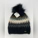 Jessica Simpson Accessories | Jessica Simpson Fairisle Black Knit Fuzzy Beanie W/ Pom Pom | Nwt | Color: Black/Cream | Size: Os