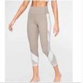 Athleta Pants & Jumpsuits | Athleta, Side Mesh Panels Capri Leggings | Color: Tan/White | Size: S