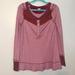 Free People Tops | Euc Free People We The Free Lace Bib Henley Long Sleeve Top Size Medium | Color: Red | Size: M