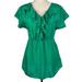 Anthropologie Tops | Anthropologie Vanessa Virginia Top Size 0 Green Silk Ruffle V Neck Tunic Blouse | Color: Green | Size: 0