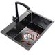VVHUDA Kitchen Sinks Kitchen Fixtures Square 304 Stainless Steel Sink Kitchen Single Basin Sink Household Sink for Under Counter and Embedded Installation with Faucet (Color : B small gift