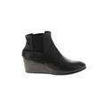 Coclico Ankle Boots: Chelsea Boots Wedge Casual Black Solid Shoes - Women's Size 38.5 - Round Toe