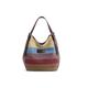 CORIOS Women Canvas Shoulder Bag Multi-Colour Striped Handbag Large Capacity Top Handle Bag Casual Hobo Bag with Adjustable Strap Multi-Pocket Tote Bag Grey