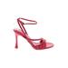 Zara Heels: Strappy Stiletto Cocktail Red Solid Shoes - Women's Size 36 - Open Toe