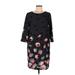 Boden Casual Dress - Shift Crew Neck 3/4 sleeves: Black Print Dresses - Women's Size 8