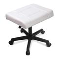 Mobile Footrest with Wheels, Footstool with PU Leather, Ergonomic Rolling Ottoman Leg and Foot Rest for Work Comfort, Height Adjustable Computer Desk Stool Office Seat (White)
