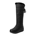 Winter Shoes Over Knee Ladies Boots Platform Warm Snow Women Fashion Boots Down Cotton Snow Boots Women's Mid Boots Round Toe Thick Bottom Womens Wide Calf Knee High Boots with Non Slip (Black, 6)