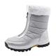 Fashion Women Winter Water Proof Flat Zipper Keep Warm Snow Boots Comfortable Mid Boots Shoes Snow Boots for Women Tall (Grey, 8)