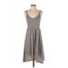 Splendid Casual Dress - A-Line Scoop Neck Sleeveless: Gray Print Dresses - Women's Size Small