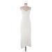 Line & Dot Casual Dress - Midi V Neck Sleeveless: White Dresses - Women's Size Large