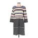 T by Talbots Casual Dress - Sweater Dress: Gray Stripes Dresses - Women's Size Medium