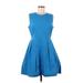 Gap Casual Dress - Mini Crew Neck Sleeveless: Blue Solid Dresses - Women's Size 8
