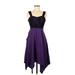 DRESSFO Casual Dress - A-Line Sweetheart Sleeveless: Purple Print Dresses - Women's Size Medium