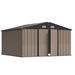 Devoko Outdoor Garden Metal Storage Shed w/ Lockable Double Doors in Gray/Brown | 80.5" H x 125.5" W x 120" D | Wayfair FairPS22-0096B-8