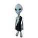 LM Treasures Alien w/ Satchel Life Size Statue Resin in Black/Gray | 44 H x 13 W x 10 D in | Wayfair LS222-JBTH046C-AR