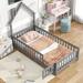 Harper Orchard Avgolida House-Shaped Headboard Floor Bed w/ Fence, Solid Wood in Gray | Twin | Wayfair C387B09C7B28491FAB6E1B085D7B6443