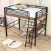 Mason & Marbles Gelantipy Metal Loft Bed w/ Shelf, Desk & Ladder Metal in Black | 70 H x 42 W x 79 D in | Wayfair 5CAA95BD043648DFBD39BA6CDF22BDC5