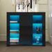 Wrought Studio™ Living Room Storage Cabinet w/ Four Open Glass Shelves & Two Interior Wooden Shelves Wood in Black | Wayfair