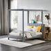 Latitude Run® Queen Size Canopy Platform Bed w/ USB & Type-C Ports, Canvas Upholstered/Canvas in Gray | 81.1 H x 61.8 W x 85.4 D in | Wayfair