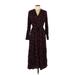 MNG Casual Dress - A-Line V-Neck 3/4 sleeves: Burgundy Dresses - Women's Size 10