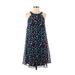 Betsey Johnson Casual Dress - Mini Halter Sleeveless: Blue Floral Dresses - Women's Size 4