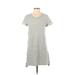 James Perse Casual Dress - Mini Crew Neck Short sleeves: Gray Print Dresses - Women's Size Small