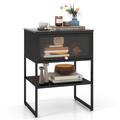 Costway Nightstand with Flip up Door Storage Shelf-Black