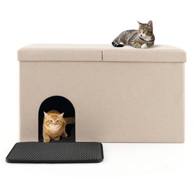 Costway Cat Litter Box Enclosure Hidden Furniture ...